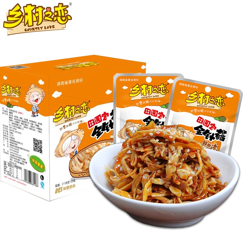 乡村之恋【田园宝金针菇】(香辣味) 整盒20小袋 20x24g